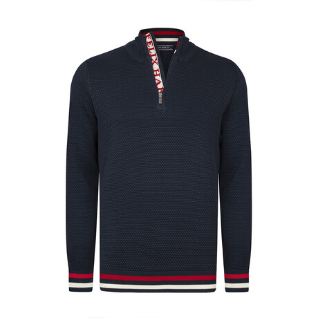 Men's Half-Zip Cotton Sweater // Navy (S)