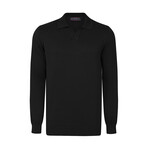 Men's Johnny Collar Long Sleeve Sweater // Black (2XL)