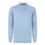 Men's Polo Collar Long Sleeve Sweater // Blue (XL)