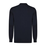 Men's Polo Collar Long Sleeve Sweater // Navy (XL)