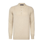 Men's Polo Collar Long Sleeve Sweater // Beige (XL)