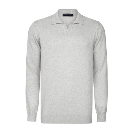 Men's Johnny Collar Long Sleeve Sweater // Gray (S)