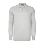 Men's Johnny Collar Long Sleeve Sweater // Gray (M)