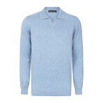 Men's Johnny Collar Long Sleeve Sweater // Blue (S)