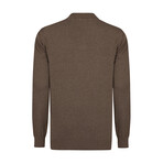 Men's Johnny Collar Long Sleeve Sweater // Brown (S)