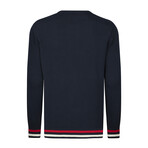 Men's Crew Neck Cotton Sweater // Navy (L)