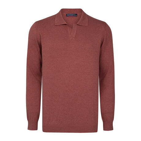 Men's Johnny Collar Long Sleeve Sweater // Rose (S)