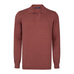 Men's Johnny Collar Long Sleeve Sweater // Rose (M)