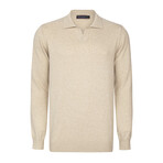 Men's Johnny Collar Long Sleeve Sweater // Beige (S)