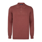 Men's Polo Collar Long Sleeve Sweater // Rose (S)