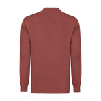 Men's Polo Collar Long Sleeve Sweater // Rose (S)