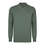 Men's Polo Collar Long Sleeve Sweater // Green (S)