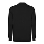 Men's Polo Collar Long Sleeve Sweater // Black (M)