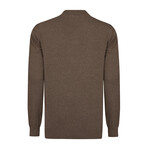 Men's Polo Collar Long Sleeve Sweater // Brown (M)