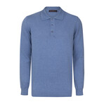 Men's Polo Collar Long Sleeve Sweater // Indigo (S)