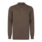 Men's Polo Collar Long Sleeve Sweater // Brown (2XL)