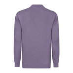 Men's Polo Collar Long Sleeve Sweater // Lilac (2XL)