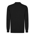 Men's Johnny Collar Long Sleeve Sweater // Black (XL)