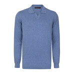 Men's Johnny Collar Long Sleeve Sweater // Indigo (S)