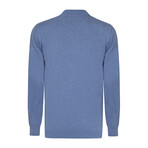 Men's Johnny Collar Long Sleeve Sweater // Indigo (L)