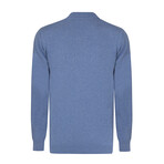 Men's Polo Collar Long Sleeve Sweater // Indigo (M)