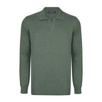 Men's Johnny Collar Long Sleeve Sweater // Green (M)