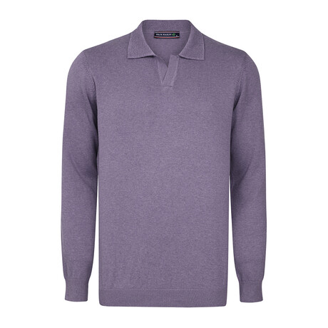 Men's Johnny Collar Long Sleeve Sweater // Lilac (S)