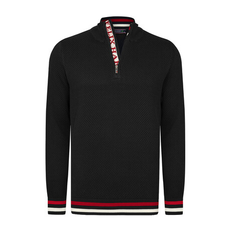 Men's Half-Zip Cotton Sweater // Black (L)