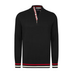 Men's Half-Zip Cotton Sweater // Black (2XL)