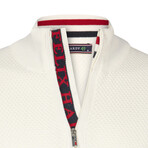 Men's Half-Zip Cotton Sweater // Ecru (L)