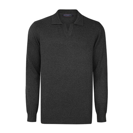 Men's Johnny Collar Long Sleeve Sweater // Anthracite (S)