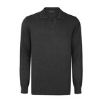 Men's Johnny Collar Long Sleeve Sweater // Anthracite (L)