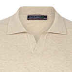 Men's Johnny Collar Long Sleeve Sweater // Beige (S)