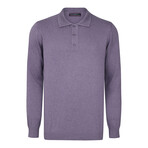 Men's Polo Collar Long Sleeve Sweater // Lilac (S)