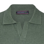 Men's Johnny Collar Long Sleeve Sweater // Green (M)