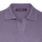 Men's Johnny Collar Long Sleeve Sweater // Lilac (M)