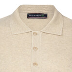 Men's Polo Collar Long Sleeve Sweater // Beige (XL)