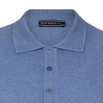 Men's Polo Collar Long Sleeve Sweater // Indigo (S)