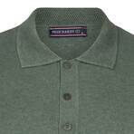 Men's Polo Collar Long Sleeve Sweater // Green (L)