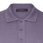 Men's Polo Collar Long Sleeve Sweater // Lilac (L)