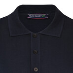 Men's Polo Collar Long Sleeve Sweater // Navy (M)