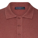 Men's Polo Collar Long Sleeve Sweater // Rose (M)