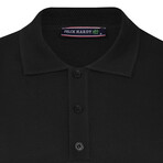 Men's Polo Collar Long Sleeve Sweater // Black (L)