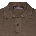 Men's Polo Collar Long Sleeve Sweater // Brown (XL)