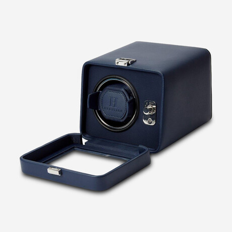 Windsor Heritage Vegan Leather Single-Watch Winder With Cover // Navy // 452517