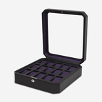 Windsor Vegan Leather 15-Piece Watch Box // Black + Purple // 458503