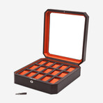 Windsor Vegan Leather 15-Piece Watch Box // Brown + Orange // 458506