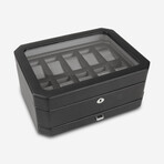 Windsor Vegan Leather 10-Piece Watch Box with Drawer // Black + Gray // 4586029