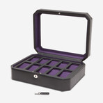 Windsor Vegan Leather 10-Piece Watch Box // Black + Purple // 458403