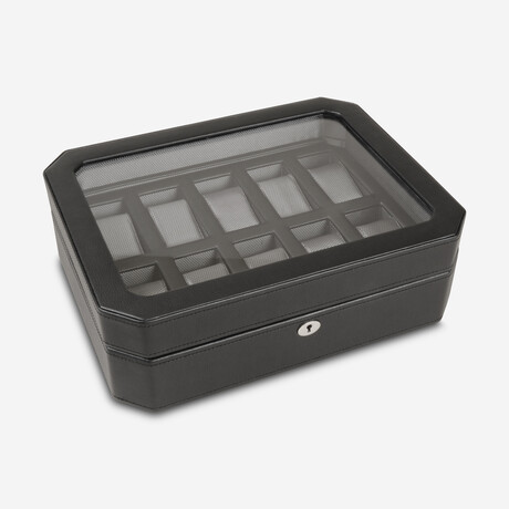 Windsor Vegan Leather 10-Piece Watch Box // Black + Gray // 4584029